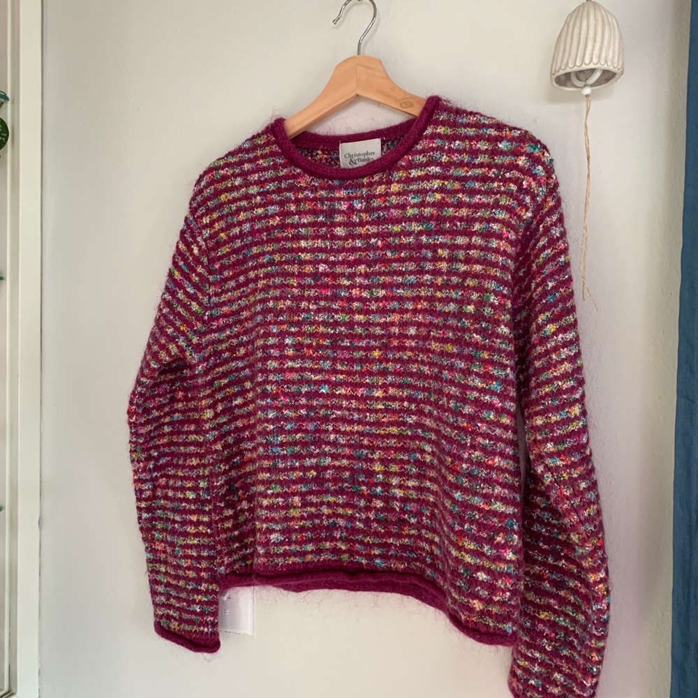 Confetti Rainbow Mohair Blend Vintage Sweater 🌈 || Size L